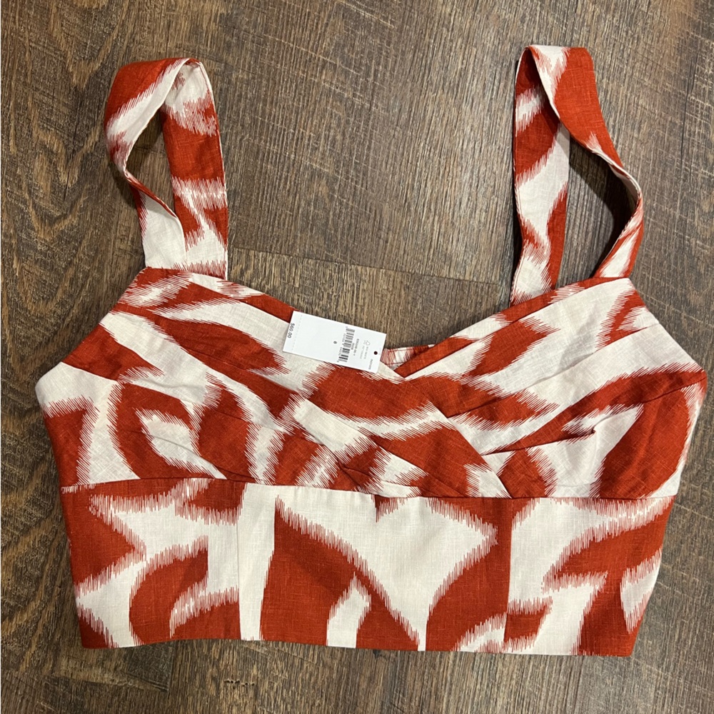 Banana Republic Orange and White Patterned Crop Top
